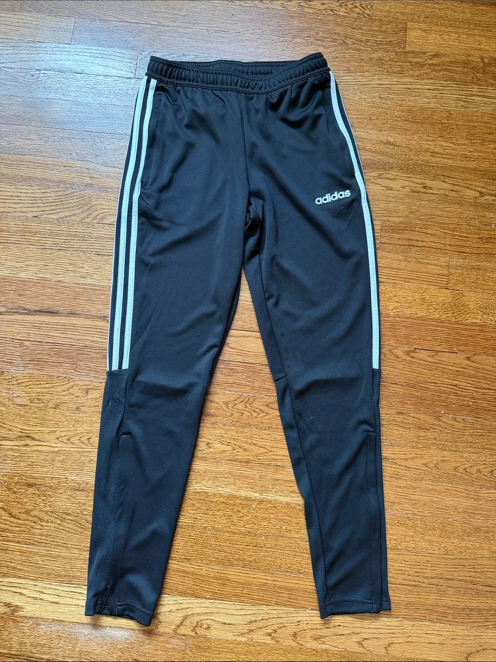 adidas Black Joggers with White Side Stripes